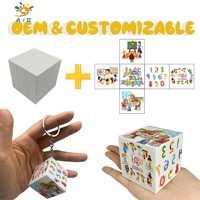 Échantillon Gratuit AJB – Porte-clés Rubik's Cube Personnalisé avec Logo OEM, Impression UV 3x3, 3,5 cm et 5,6 cm – Jouet Promotionnel Rubik OEM