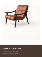Chaise longue rembourrée de style cuir moderne avec structure en bois massif, fauteuil d'appoint pour salon ou coin lecture
