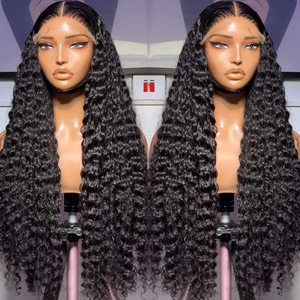 Parrucca Frontale in Pizzo HD con Onde Profonde, <span class=keywords><strong>Capelli</strong></span> Ricci Brasiliani, Densità 180% 250%, <span class=keywords><strong>Capelli</strong></span> Umani Vergini per Donne di Colore, Parrucca in Pizzo Svizzero - Product Image 2