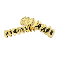 Grillz dentaire unisexe Hiphop tendance en or/argent avec zircon, bijoux de corps pour soirée