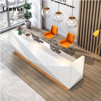 LED 3 mètre droite mobilier de bureau blanc moderne hôtel réception design comptoirs d'accueil de salon de beauté