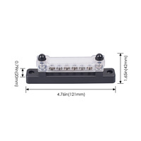 Bloc de distribution d'alimentation 150A 48VDC IP65 en nylon à 6 voies avec bornier M4 et goujons M4 M6 de 1/4 pouce pour bateaux, camping-cars et yachts