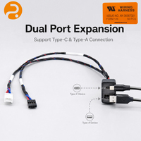 Cable USB Combinado ROMTRONIC de Par Trenzado Blindado de 200 mm y 600 V, Doble USB-A/Tipo-C, Montaje en Panel, Conectores de Doble Terminal, Automotriz