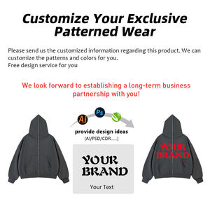 Sudadera con Capucha y Cremallera Completa Estilo Hip Hop, con Logotipo Personalizado, Sudadera con Cremallera y Forro Polar de 350GSM, Corte Holgado, Ropa Urbana para Hombre - Product Image 4