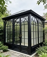 Puertas Dobles Arqueadas con Rejilla Interior, Apertura Manual, Construcción de Aleación de Aluminio para Uso en Patio