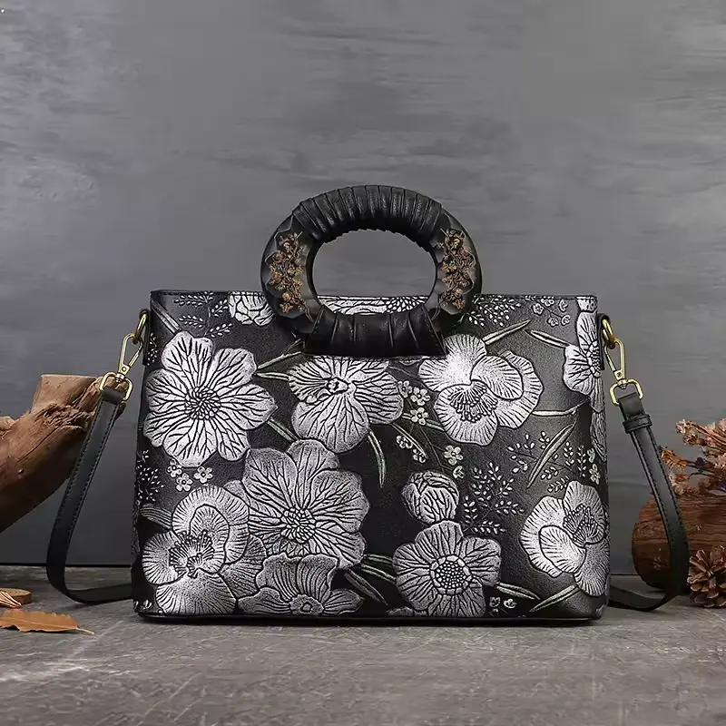 Personnalisé pleine impression fleur moderne fourre-tout sac pour ordinateur portable femmes avec poches intérieures fourre-tout sac à main Art Design noir et blanc sacs à main Logo