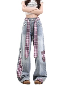 Nouvel Arrivage : Jean Streetwear d'été délavé, coupe droite <span class=keywords><strong>petite</strong></span>, style rétro américain, avec nœud brodé, transfrontalier, lavable - Product Image 1