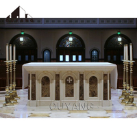QUYANG Personnalisé Style Occidental Église Catholique Fournitures Autel En Pierre Naturelle Sculpté À La Main En Marbre Autels Table