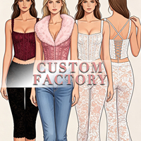 Corset en dentelle pour femme style Y2K, pantalon capri ajusté, qualité supérieure, fabrication de vêtements sur mesure, sourcing unique