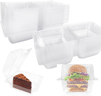 Boîte en plastique PET à clapet jetable pour desserts, sandwichs à salade de fruits, cupcakes, sushi, hamburger, pain, couvercle alimentaire à usage industriel