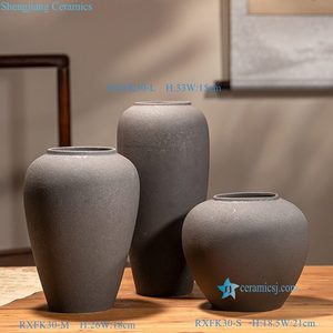 Ensemble de 3 vases en céramique <span class=keywords><strong>taupe</strong></span> mat style Wabi-Sabi RXFK30-LMS - Product Image 2