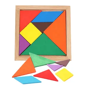 新しいホットセール子供精神発達タングラム木製ジグソーパズル教育玩具子供のためのロゴ付きカスタムおもちゃ