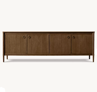 Meuble TV console de rangement à quatre portes en bois massif, fait main, style moderne, pour salon de ferme, hôtel et villa, en chêne, RH OEM