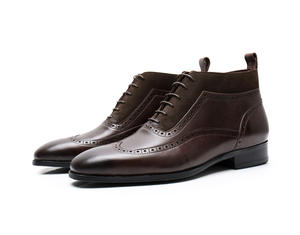 Bottines Chelsea en cuir véritable pour homme - Bottines anglaises, chaussures brogue montantes, cuir pleine fleur - Product Image 6