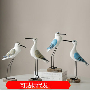Sculpture d'oiseaux marins en bois, 2 pièces, décoration de maison côtière, ornement, cadeau - Product Image 5