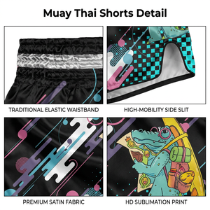Shorts de <span class=keywords><strong>boxe</strong></span> pour enfants personnalisés OEM, imprimés par transfert thermique, légers, à séchage rapide, unisexes, pour l'entraînement au kickboxing et au MMA - Product Image 2