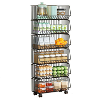 Chariot de rangement mobile multi-niveaux sur roulettes en métal au design moderne pour chambre et salle de bain