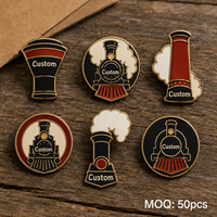 En gros, Pin's en émail personnalisé vintage en forme de cheminée de train, Badge pièce de locomotive, Pin's de revers en métal souvenir rétro industriel de compagnie ferroviaire