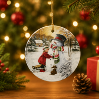 Ornement de Noël suspendu en céramique moderne personnalisé, imprimé UV, décoration de sapin de Noël personnalisée, cadeau écologique