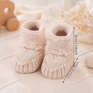 Chaussons en tricot pour bébé, chaussettes chaudes en <span class=keywords><strong>laine</strong></span> douce avec décoration en dentelle en forme de cœur, pour cadeau de naissance - Product Image 4