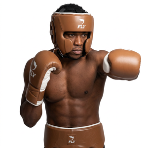 Ensemble d'équipement de boxe personnalisé Winning Boxing : Casque, Gants, Protection inguinale marron en cuir véritable à lacets, unisexe, pour entraînement et sparring - Product Image 3