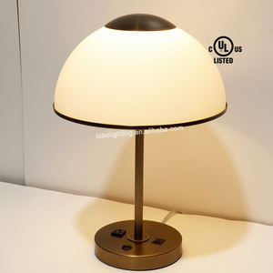 New Hotel Projects Hilton Oak Brook Suite Room Brushed Bronze Plug-In Desk <strong>Lamp</strong> with <strong>Gloss</strong> <strong>White</strong> Glass Shade UL Listed - Product Image 2