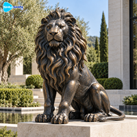 Sculpture de lion en bronze régale, moulée à la cire perdue, statue animale durable, décoration d'entrée pour villa, place, cour, jardin, aménagement paysager