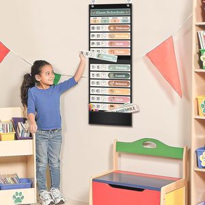 Tablero de Gestión del Tiempo Vertical de Tela para el Hogar y el Aula, con Horarios Diarios, para Preescolar hasta 6.º Grado, Negro - Product Image 2