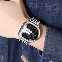 SKMEI 2298 jam tangan tahan air untuk pria, jam tangan Digital dengan fitur hitung mundur, Timer, tanggal LED, fungsi Alarm, tali baja tahan karat kelas militer