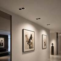 Plafonnier LED encastré double tête 20W 30W 3000K en aluminium, carré, anti-éblouissement, projecteur COB dimmable pour maison et bureau