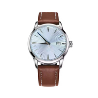 Montre mécanique automatique pour homme en acier inoxydable avec logo personnalisé, aiguilles lumineuses, cadran en verre minéral, fermoir papillon, 3BAR