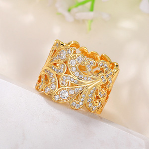 Anello Vintage Francese Traforato a Fiore e Fiocco di Neve per Donne, Stile Regale, Elegante Accessorio per Uso Quotidiano - Product Image 4