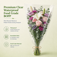 Emballage transparent en cellophane pour fleurs avec logo personnalisé du fabricant, pochettes en plastique transparentes pour emballer les fleurs