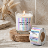Étiquettes holographiques pour boîtes de bougies, logo personnalisé, impression imperméable en gros pour pots de bougies en verre