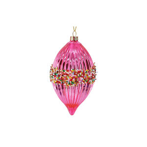 Handgeschilderde Glas Gestreepte Dubbele Puntige Bal Hanger Indoor Party Kerstboom Ornamenten Kerstbal Boom Ornamenten - Product Image 3