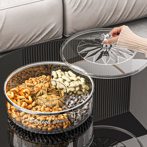 Stylish Home Rotating <b>Snack</b> <b>Tray</b> With Lid Round Multi Compartment For Nuts Dried Fruits Party Use - Product Image 3