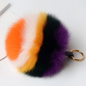 XJ Real <span class=keywords><strong>Fox</strong></span> Fur Pelt Fluffy and Soft Cute Pompom Design Llavero y decoraciones para bolsos Mayorista chino - Product Image 6