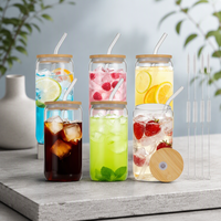 JY Lot de 6 verres à boire avec couvercles et pailles, 16oz/500ml, pour café glacé, smoothies, bière, gobelets transparents anti-fuite