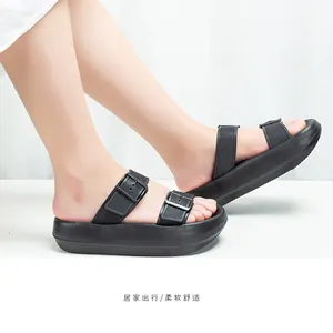 2024 New Style Women's Summer Beach Flat Sandals Double Strap Slipper With Two-Tune Buckle Adjustment Casual Comfort