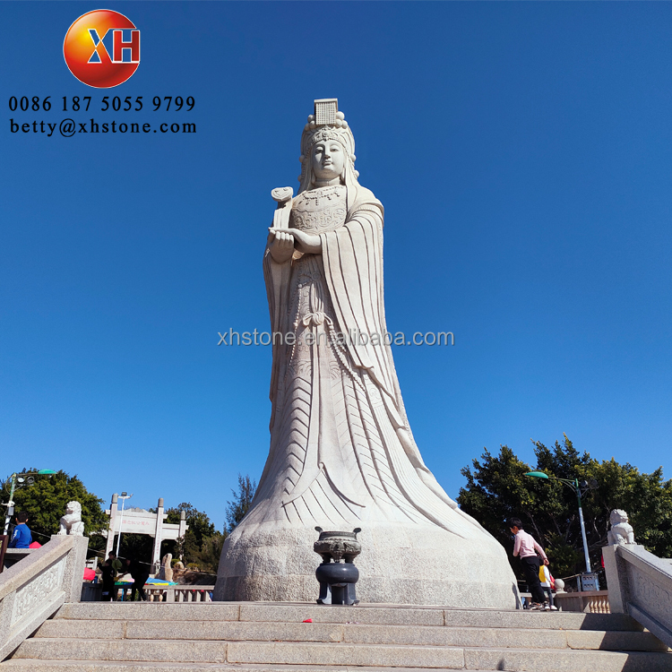 手彫り中国福建省屋外女性馬Zu女神像天然石大立っている台湾Mazu