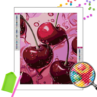 DIY Diamant Schilderij Kit voor Volwassenen Groothandel 5D Volledige Boor Appelgetinte Rode Kersen Vers Fruit Realistisch Modern Eten Wandkunst