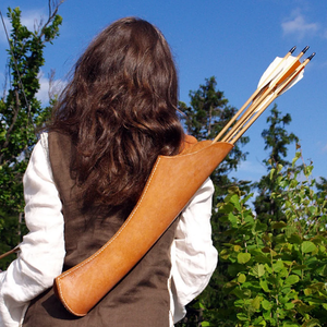 Flèche <span class=keywords><strong>d</strong></span>'épaule traditionnelle en cuir véritable carquois <span class=keywords><strong>porte</strong></span>-flèche avec ceinture à sangles faites à la main - Product Image 5