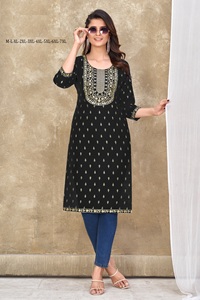 Accesorios de ropa Ropa étnica Magic Slub Kurtis con bordado elegante Trabajo Boda Kurti PARA VENTA DE EXPORTACIÓN - Product Image 4