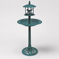 Bain d'oiseaux et mangeoire 2-en-1 de style antique, en résine bronze écologique, design gazebo, résistant aux intempéries, pour la décoration extérieure du jardin