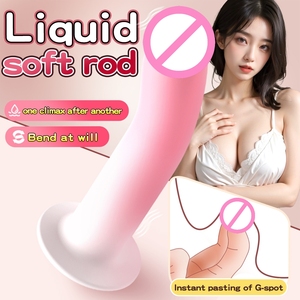 Vente en gros de gode en silicone liquide de qualité supérieure de 6,5 pouces - Pénis artificiel flexible et pliable à surface lisse arc-en-ciel, jouet sexuel pour femme - Product Image 5