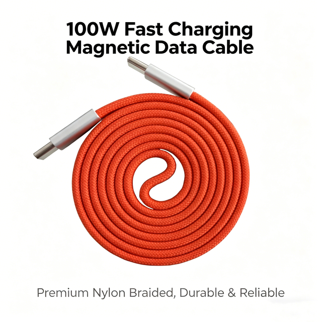 TUTI Wholesale Orange Zinc Alloy 5A Fast Charging Type-C to Type-C Magnetic Cable for IOS/Android Phones & Laptops