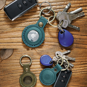 ที่ใส่ป้องกันการสูญหายแบบกำหนดเองพวงกุญแจหนังแท้แบบเลเซอร์ได้สำหรับป้ายอากาศ - Product Image 6