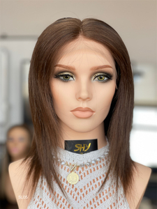 วิกผมสั้นตรงแบบสั้นสำหรับผู้หญิงวิกผมลูกไม้โปร่งใสแบบหรูหราทำจาก PU ปรับแต่งได้ - Product Image 4