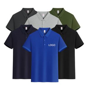 Polo en coton de haute qualité pour hommes, manches courtes, couleur unie, pour le travail, avec logo brodé personnalisé, respirant et confortable - Product Image 3