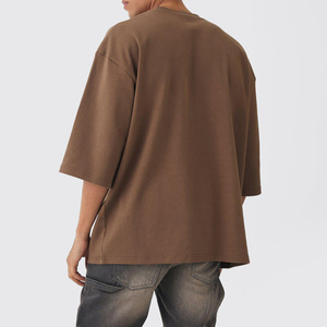 T-shirt Streetwear oversize in cotone 100% di alta qualità da uomo con tasca frontale 300g in tessuto e traspirante - Product Image 3